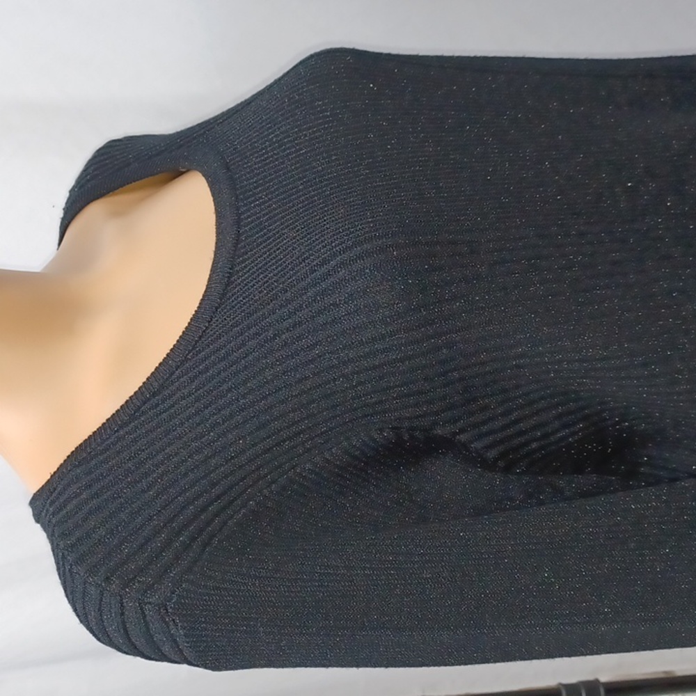 Alfani Women's Metallic Ribbed Sweater, Deep Black - Picture 6 of 10
